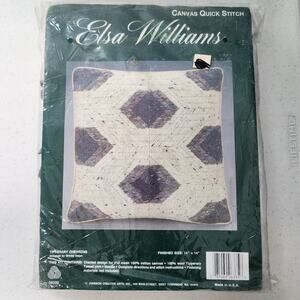 Vintage Elsa Williams Canvas Quick Stitch Pillow Kit Wool Yarn 14" x 14"